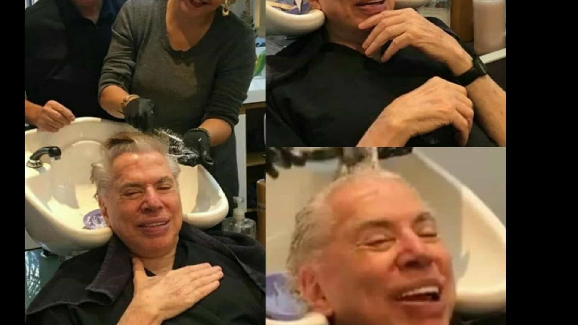 Silvio Santos sai do isolamento para cortar e pintar o cabelo