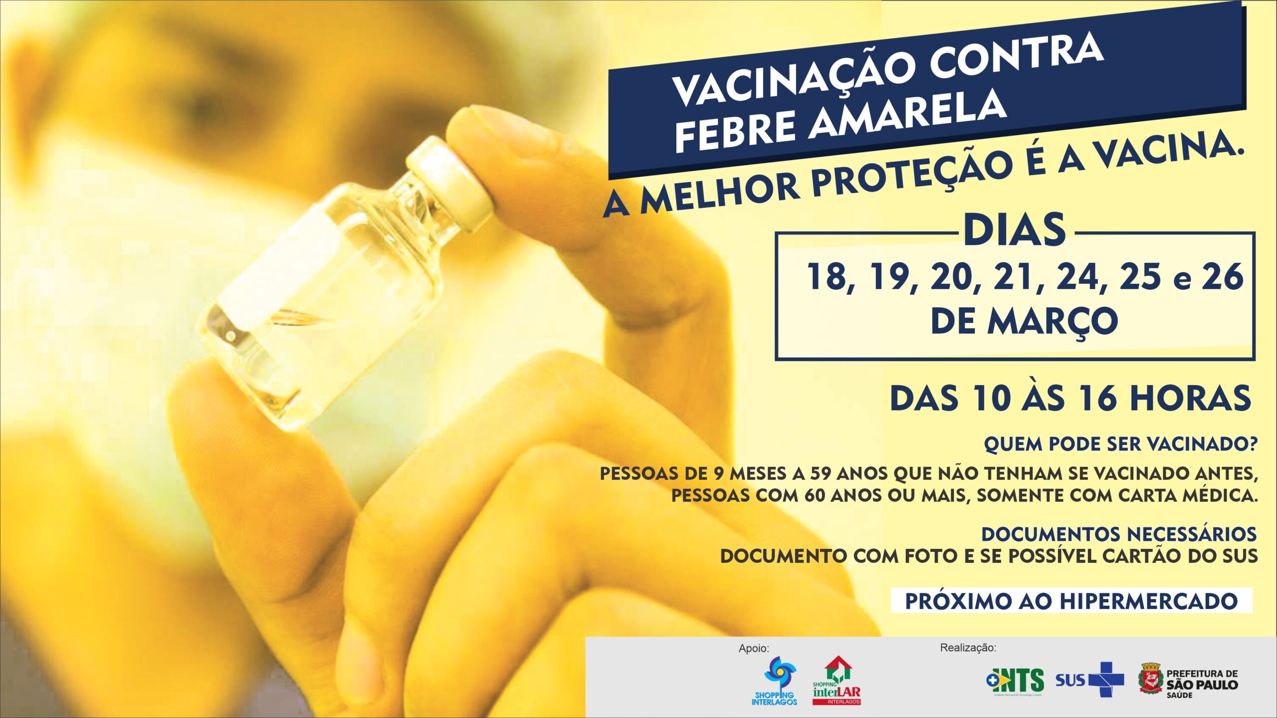 Shopping Interlagos prorroga campanha de vacinação contra a febre amarela